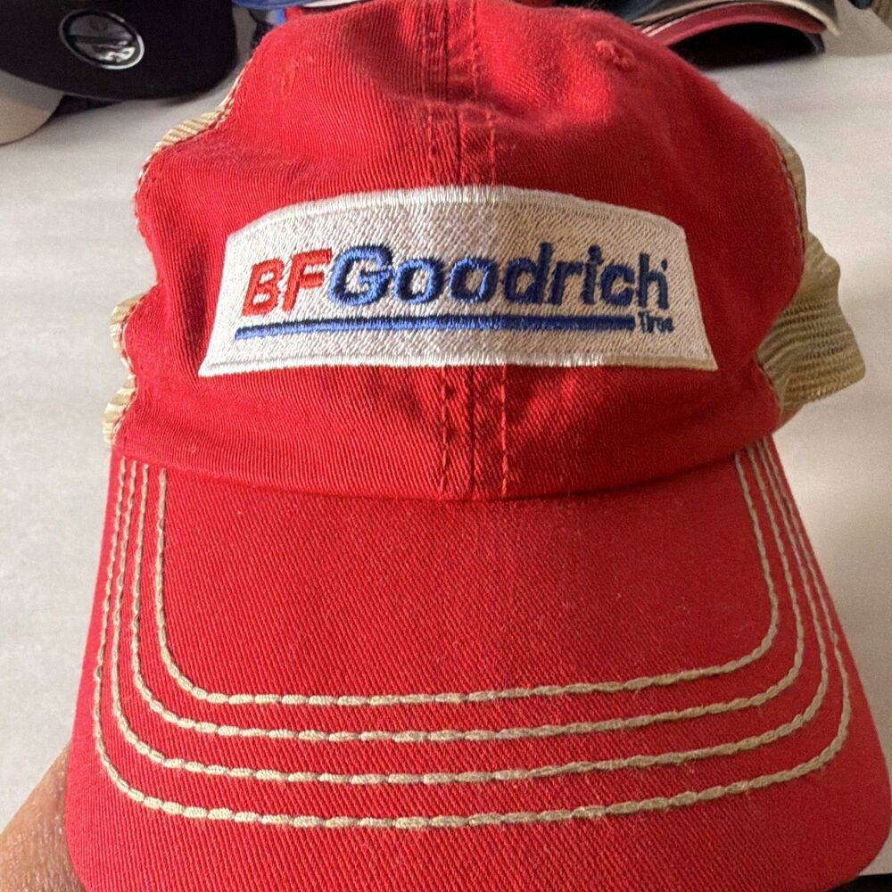 B.F. Goodrich Red & Beige Mesh Trucker Hat/Cap - Tires Theme